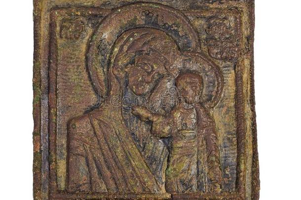 老的俄国的铜偶像关于喀山母亲关于上帝18Thailand泰国百年弧点元