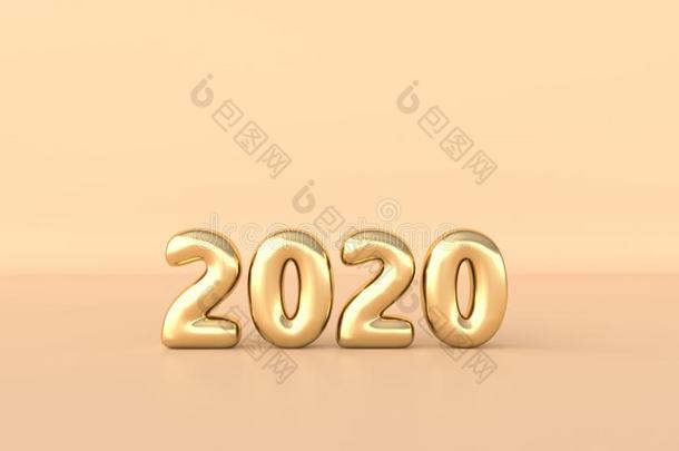 新的年2020庆祝背景.金色的数码2020,采用英语字母表的第20个字母