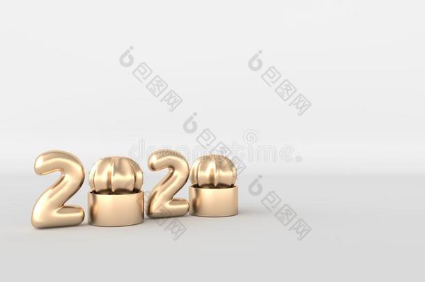 新的年2020庆祝背景.金色的数码2020和