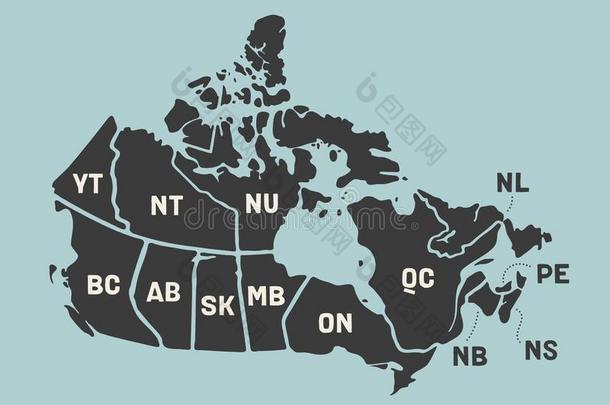 地图加拿大.<strong>海报</strong>地图<strong>关</strong>于外省和领土<strong>关</strong>于加拿大