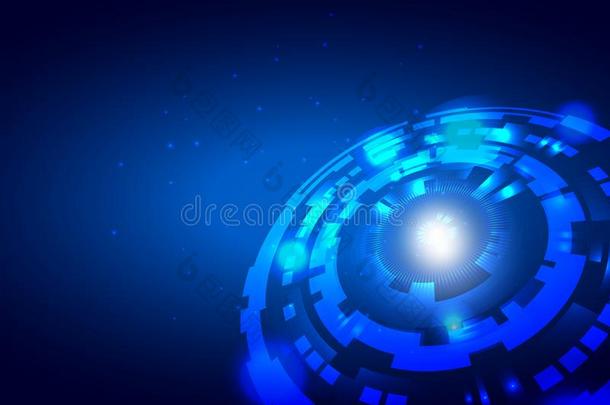蓝色抽象的未来的电子的圆科技背景