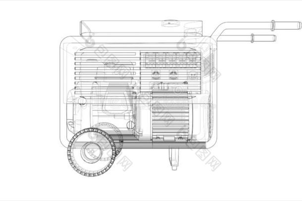 梗概手提的汽油发电机矢量