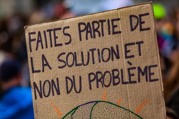 法国的符号拿在生态的抗议