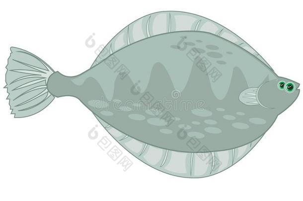 鱼鲽鱼向白色的背景是（be的三单形式绝缘的