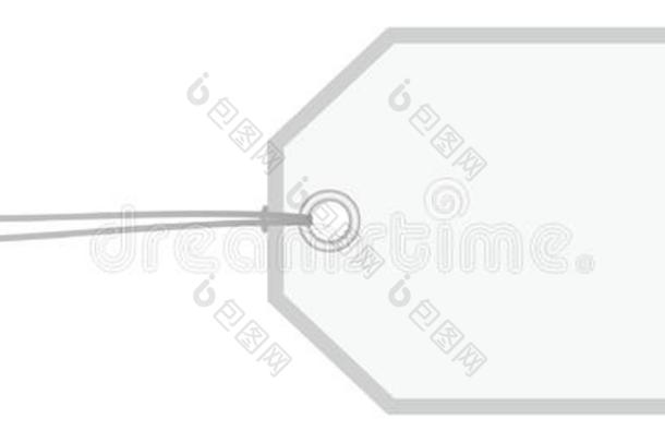 水平的成一定角度放置的白色的标签灰色边和绳子