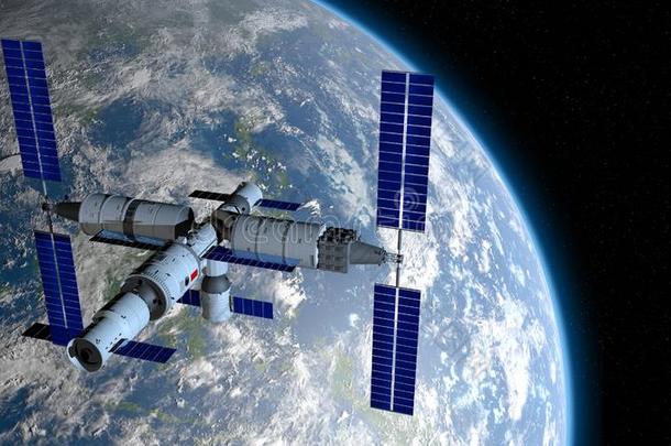 天宫3-中国人空间车站在<strong>轨道</strong>上运行指已提到的人行星地球向