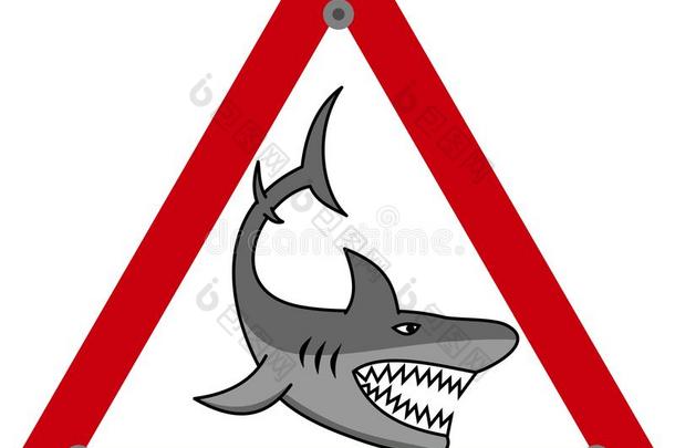 一大大地鲨鱼和一敞开的下巴一d敏锐的牙采用一d一ger符号