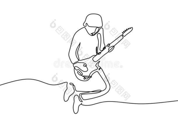 连续的线条吉他演员跳最低纲领设计