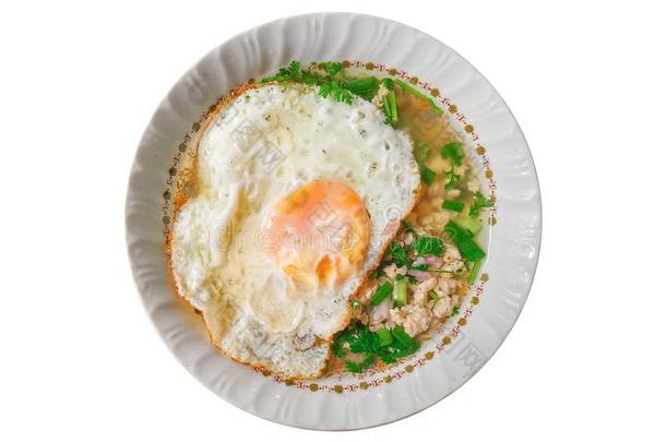 热的ThaiAirwaysInternational泰航国际喝醉的稻汤和切碎鸡,喝醉了的鸡蛋和groundreconstruct