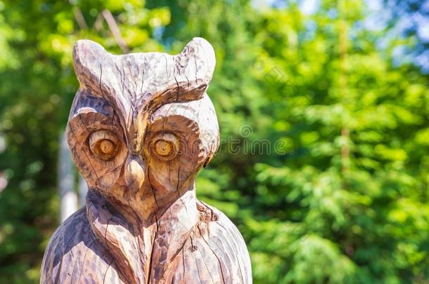 雕刻关于木制的猫头鹰采用指已提到的人公园