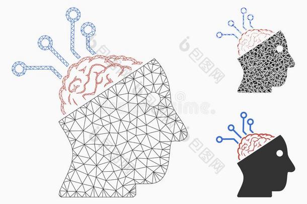 神经的界面高尔夫球场矢量网孔金属丝框架模型和三角形