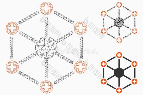 医学的网矢量网孔金属丝框架模型和三角形马赛克