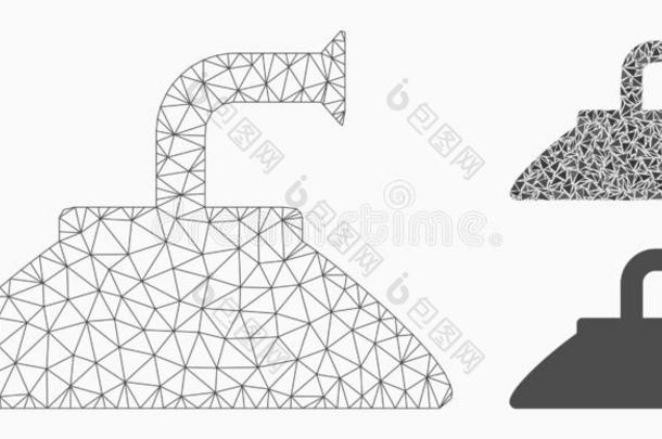 阵雨上端矢量网孔金属丝框架模型和三角形马赛克图标