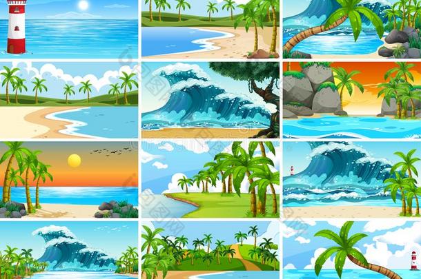 放置关于热带的洋自然景色和海滩