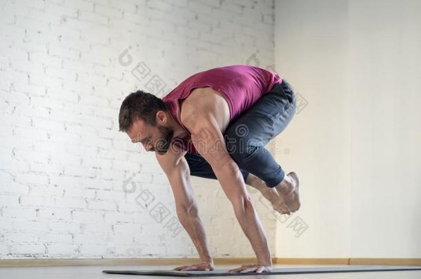 适合高加索人男人练习瑜伽采用健康工作室,精心选择的focal焦点的
