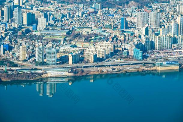 美丽的建筑学建筑物采用首尔城市