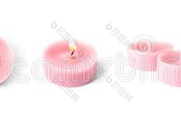 放置和装饰的粉红色的蜡烛向白色的背景.横幅