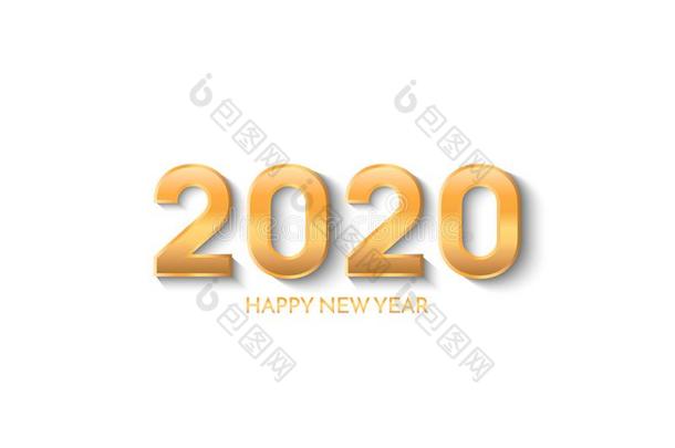 新的年<strong>2020</strong>招呼卡片.<strong>2020</strong>金色的新的年符号向白色的