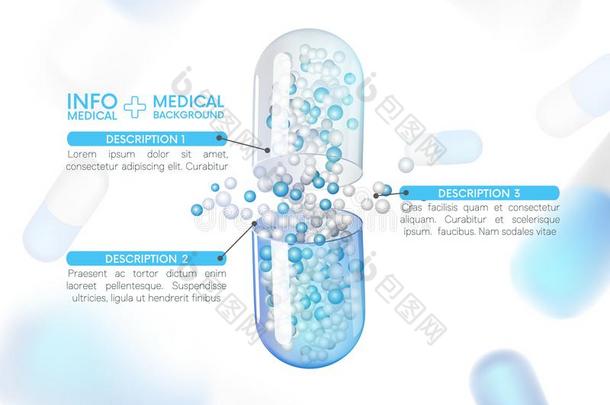 胶囊信息图解的.<strong>止痛药</strong>,抗生素,维生素,氨基的