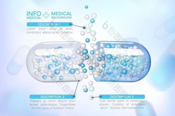 胶囊信息图解的.止痛药,抗生素,维生素,氨基的