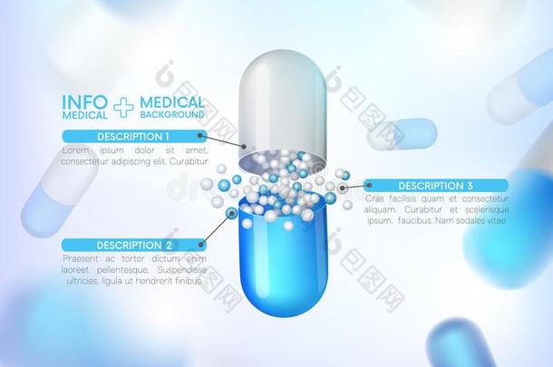 胶囊信息图解的.止痛药,抗生素,维生素,氨基的