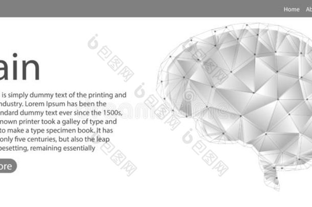 单色画脑,低的多角形的科技主题观念.网络