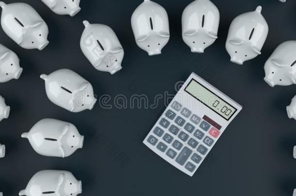 白色的小猪银行计算器