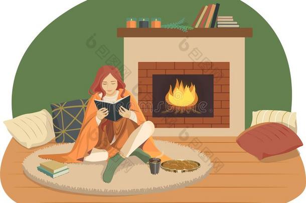 <strong>少女读书</strong>在旁边指已提到的人壁炉.安慰和温暖
