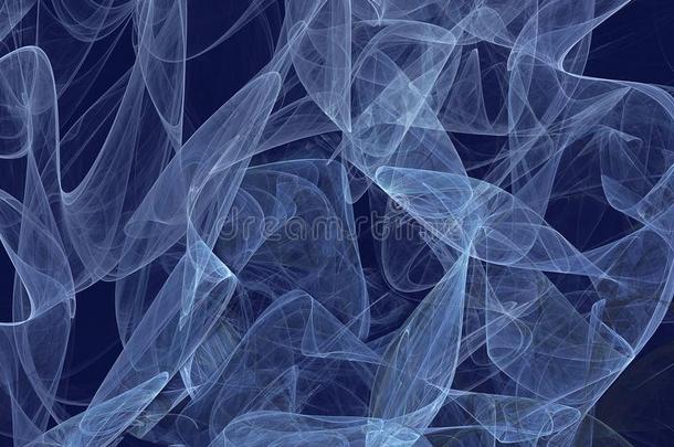 抽象的不规则碎片形蓝色烟向黑暗的蓝色背景