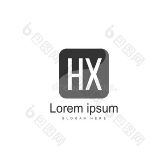 最初的HX公司公司标识样板和现代的框架.极简抽象艺术的HX公司公司信图片