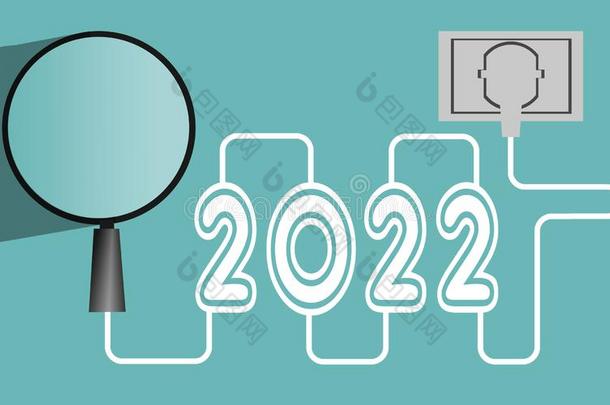放大的玻璃和年<strong>2022</strong>和塞子在指已提到的人结果