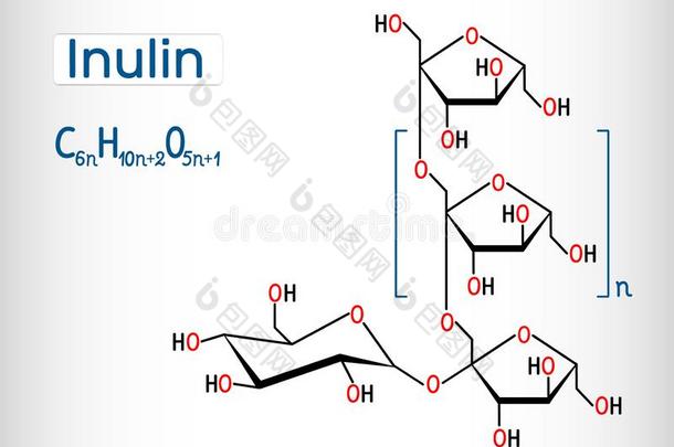 菊粉分子.结构的化学的公式和分子模型