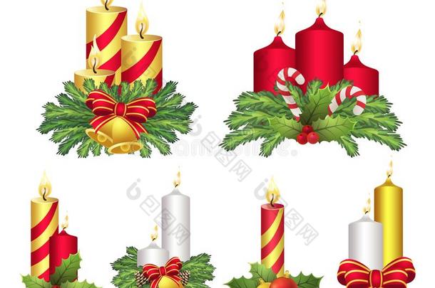 圣诞节蜡烛放置,庆祝和光装饰