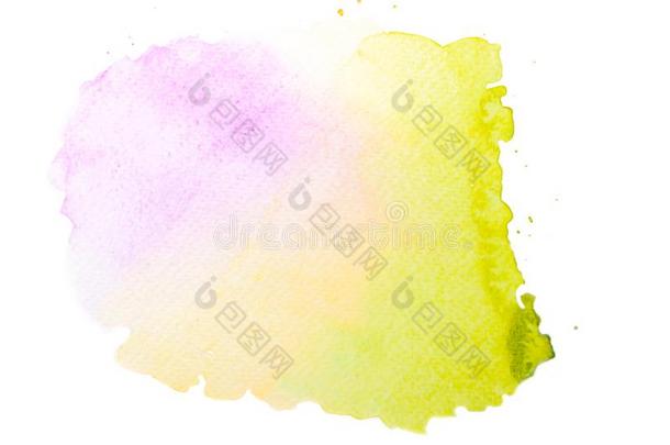 粉红色的,绿色的,和黄色的水彩绘画向白色的背景