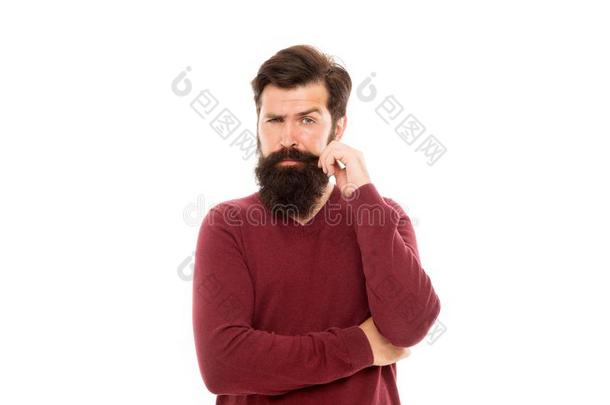 男人和长的胡须和胡子隔离的白色的背景.头发