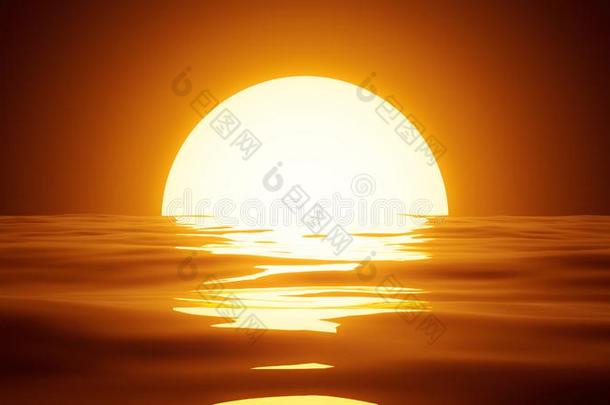 大的太阳在太阳set.反映关于太阳光采用波关于w在er在来自古法语的英语中与super-同义