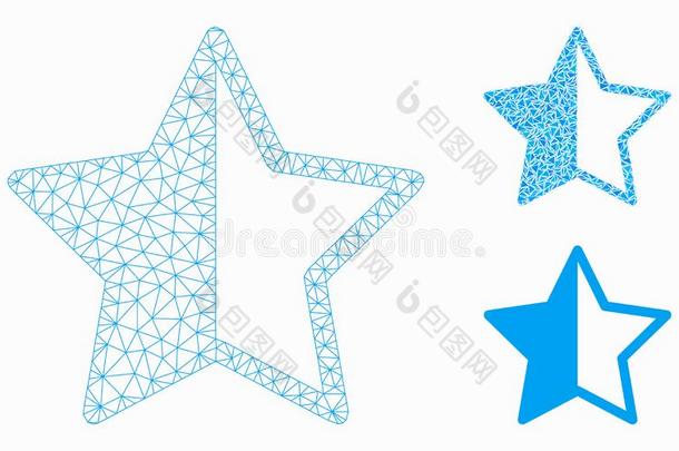 等级星矢量网孔金属丝框架模型和三角形马赛克图标
