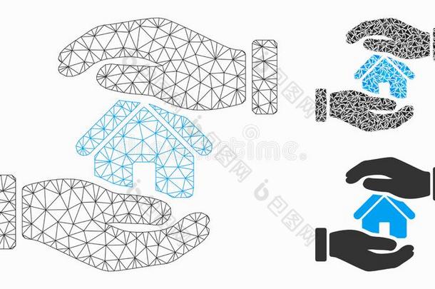 不动产保险手矢量网孔网模型和三角形=moment