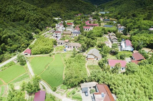 空气的照片给看乡下的牧师的风景关于没有人城市,标示