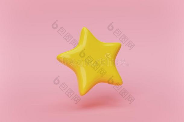 漂亮的黄色的星隔离的向彩色粉笔粉红色的背景.最小的design设计