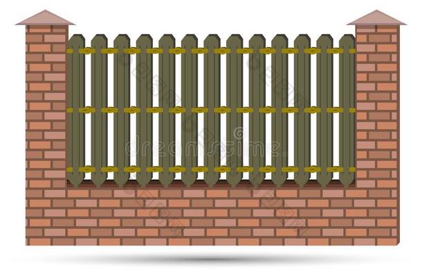 砖栅栏矢量说明隔离的向白色的背景机智
