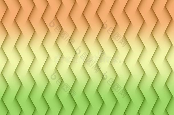 桃子和绿色的垂直的成一定角度放置的台词几何学的抽象的墙帽