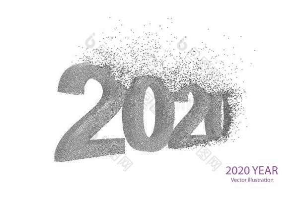 爆炸的数字2020.幸福的新的年2020.矢量说明.