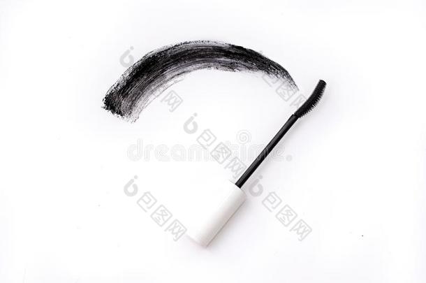黑的睫毛膏涂抹和一刷子一nd一白色的c一p