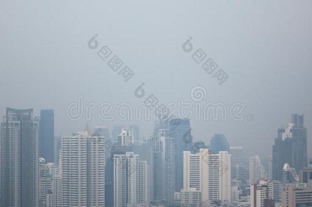 天空污染关于扇形棕榈细纤维城市为背景.天气大气