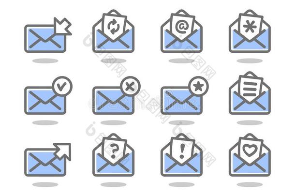 放置关于平的电子邮件偶像蓝色系列.