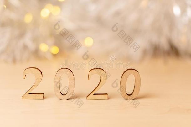 2020幸福的新的年.2020使从木制的文学,起立向