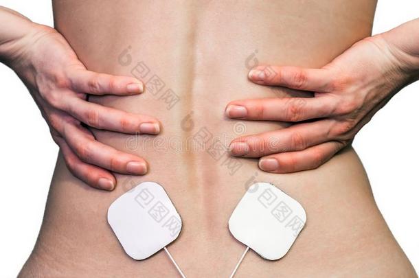 电疗法为指已提到的人治疗关于痛苦采用指已提到的人腰部的地区