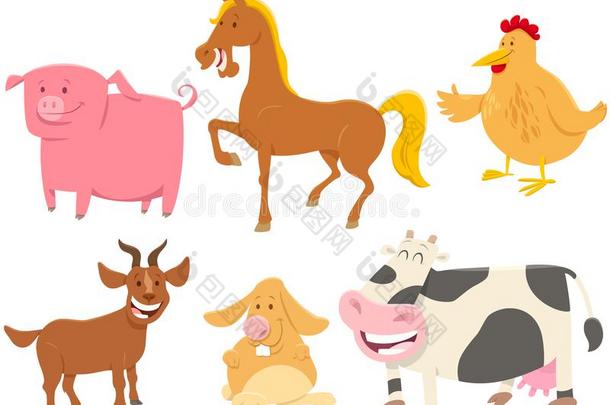 漫画有趣的农场动物字符放置