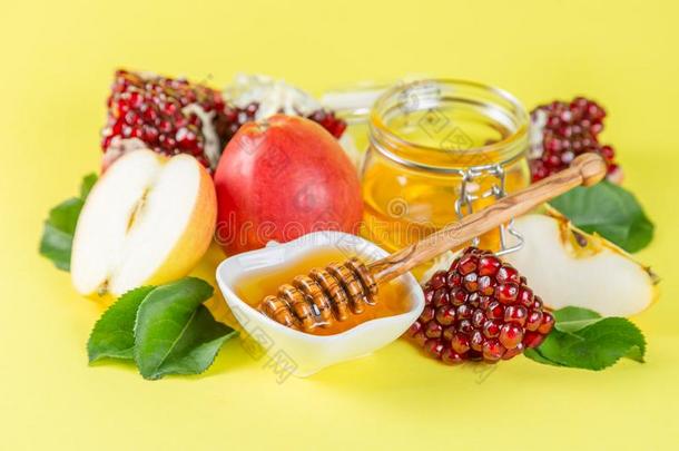 罗什哈莎娜犹太人的假日观念-苹果,蜂蜜,石榴